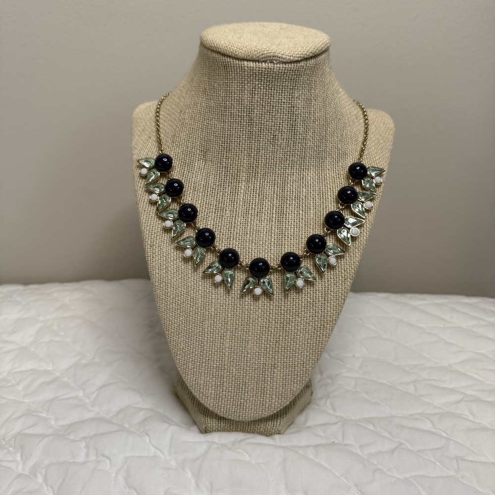 J. Crew Elegant Green and Navy Statement Necklace